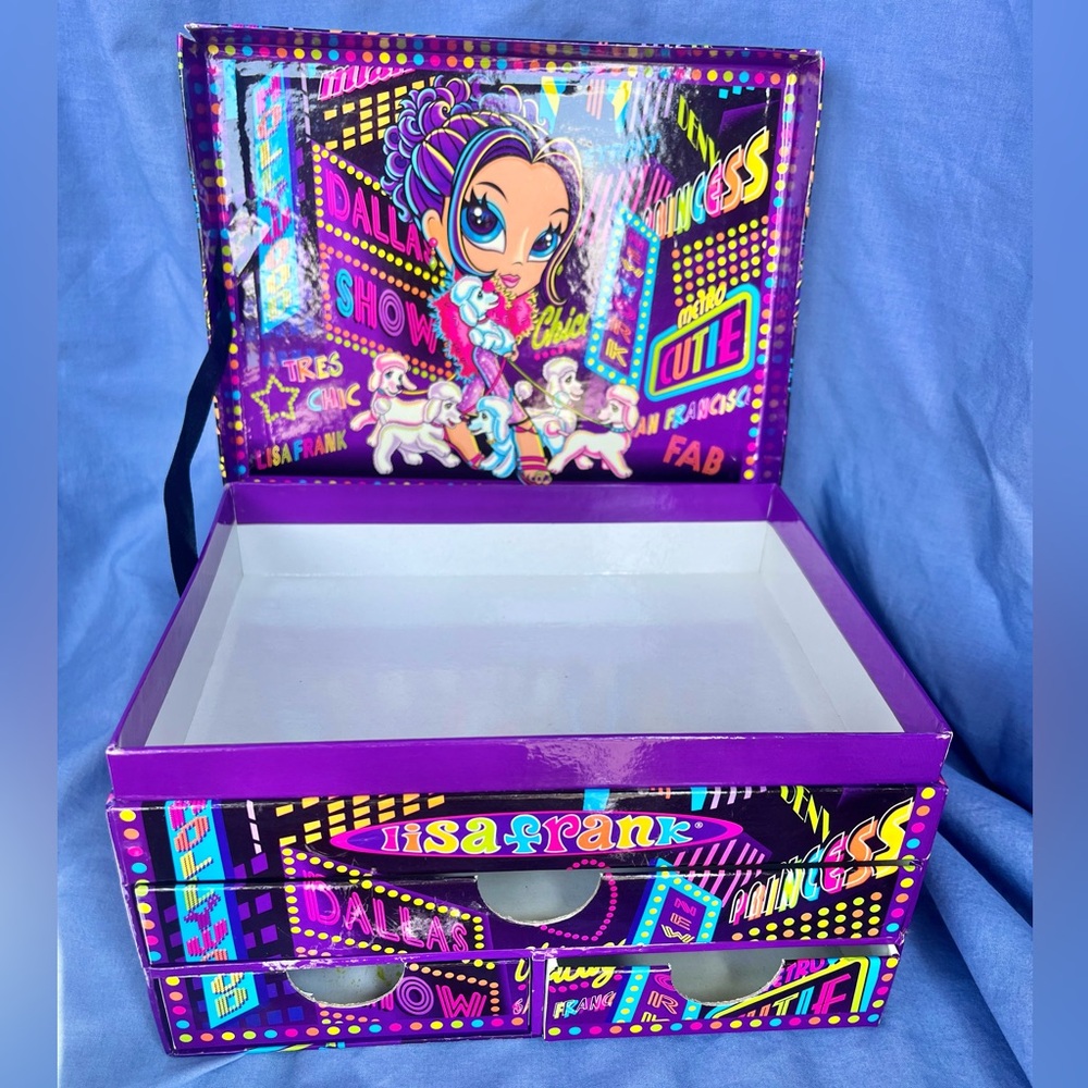 Lisa Frank Glamour Girl City Empty Stationary Box Vintage Poodles